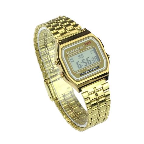 hot sale women men unisex watches silver gold square stainless steel male digital