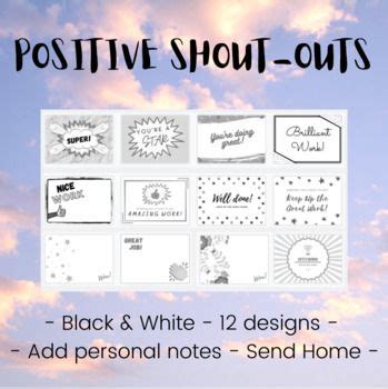 printable positive shout  cards  send home shout