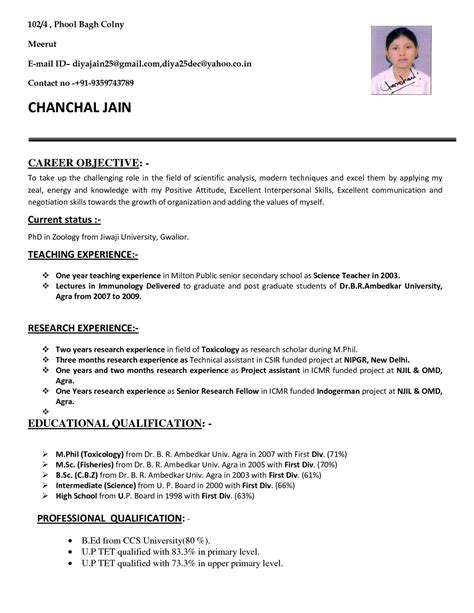 resume format for school teacher job it resume cover letter sample biodata sample for teacher