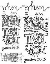 Psalm Trust Afraid Verse Bible Doodle Journaling sketch template