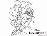 Stitch Lilo Surfing Coloring Pages Kids Printable sketch template