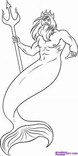 Poseidon Greek Drawing God Coloring Pages Easy Draw Drawings Mythology Simple Gods Percy Step Template Part Sea Mythical Ancient Greece sketch template