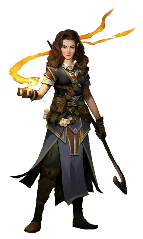 Female Half Elf Fire Staff Wizard Pathfinder Pfrpg Dnd D
