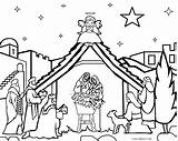 Coloring Nativity Scene Drawing Christmas Pages Stable Printable Manger Simple Paintingvalley Getcolorings Getdrawings Color sketch template