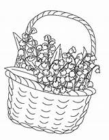 Basket Flowers Valentine Coloring Pages sketch template