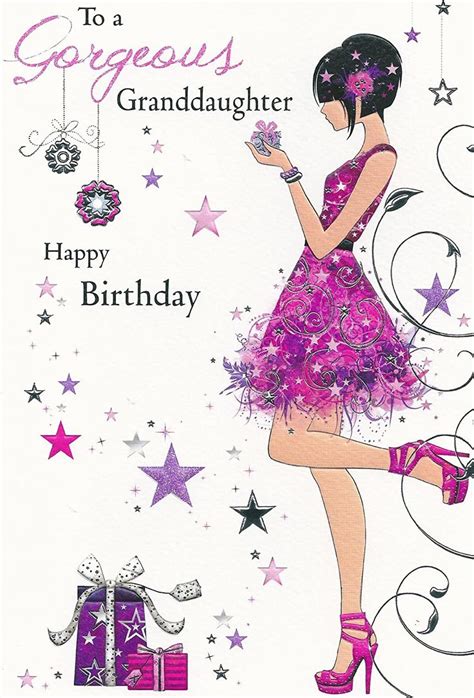 gorgeous granddaughter happy birthday card jj amazoncouk