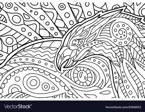 black  white art  coloring book  hawk vector image