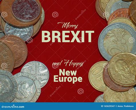 brexit  christmas euro coins  british pounds  stock image image  march