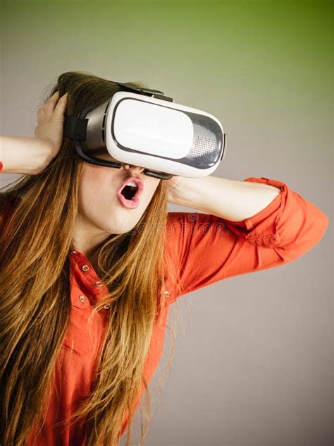 Girl Wearing Virtual Reality Goggles Stock Image Image Of Virtual