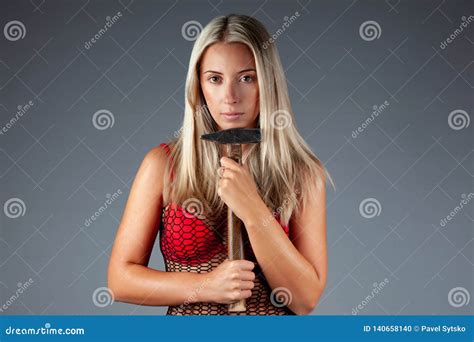 Sex Equality And Feminism Girl Holding Hammer Tool Girl Is Going To