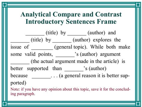english analysis introductory sentence