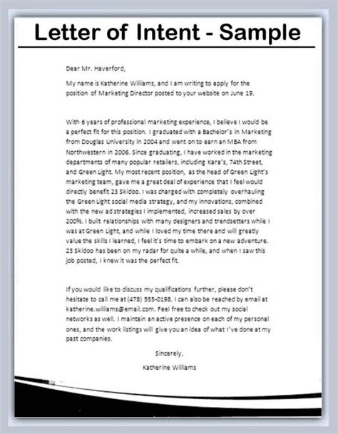 letter  intention template business