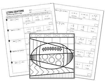 literal equations coloring activity    algebra tpt
