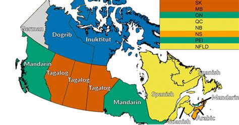 map  canada shows   common spoken language   french  english mtl blog