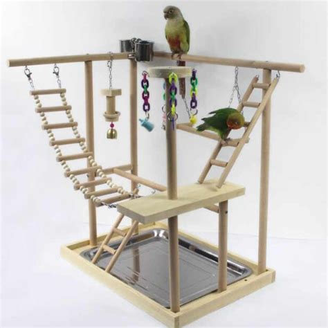 pet large parrots bird playground wood perch gym stand playpen bird ladders exercise playgym