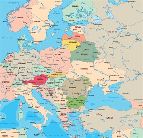 hd  large labeled map  eastern europe   world map  countries