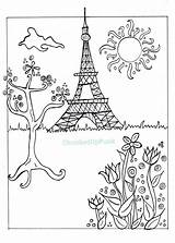 Colorare Parigi Coloring Coloriages Eiffel Adulte Paesaggio Difficiles Adultes Primavera Coloringideas sketch template
