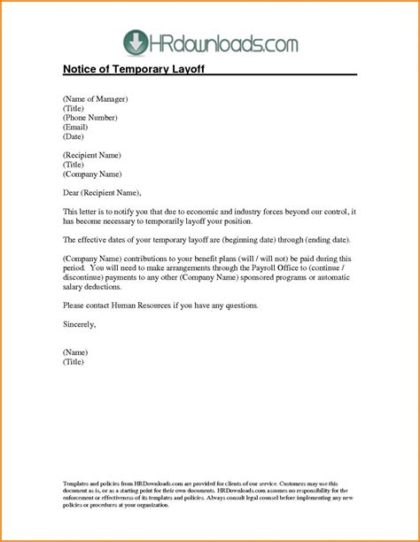 sample layoff letter  employee collection letter template collection