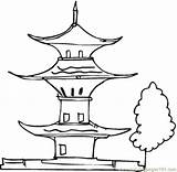 Pagoda Coloring Template Japanese Pages 89kb 635px sketch template