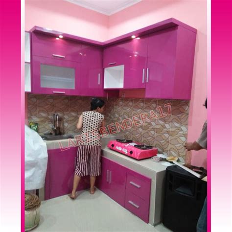 ide desain dapur minimalis pink terbaru  terkeren generasi arsitek