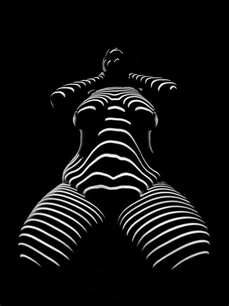 1422 Tnd Zebra Woman Big Girl Striped Woman Black And White Abstract