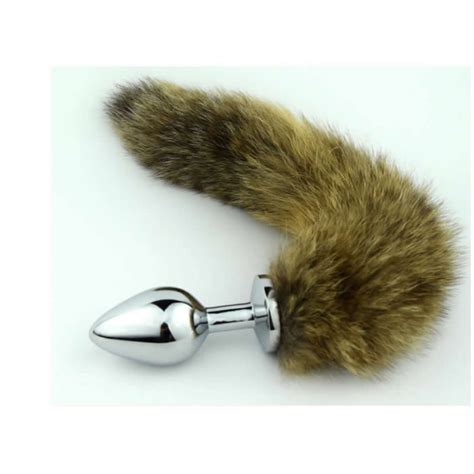 fox tail metal anal plug fur anus massage butt beads