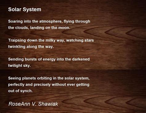 solar system solar system poem  roseann  shawiak