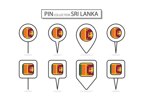 set  flat pin sri lanka flag icon  diverse shapes flat pin icon illustration design