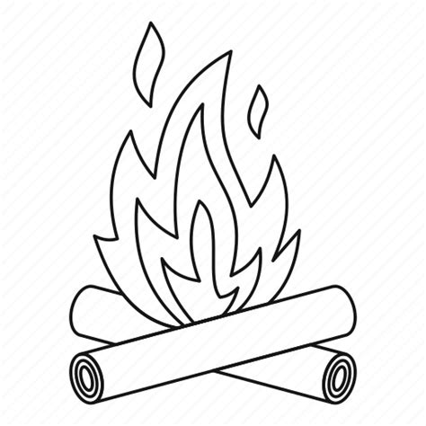 bonfire campfire firewood flame hot  outline icon