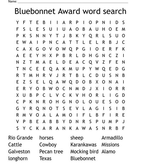 bluebonnet award word search wordmint