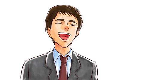 「笑顔・喜びの表情を見せるスーツ姿の上司・社会人男性」の商用利用可能な無料andフリーイラスト素材 アイキャッチャー
