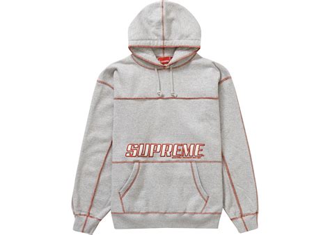 supreme coverstitch hooded sweatshirt heather grey hombre ss mx