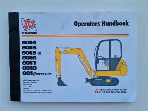 jcb       mini excavator operators manual sps parts