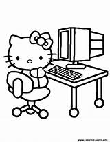 Kitty Hello Coloring Computer Pages Popular sketch template