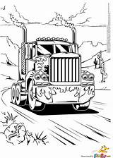 Truck Semi Coloring Peterbilt Drawing Template sketch template