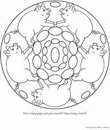 Coloring Pages Mandala Pig Animal Mandalas Book Color Sheets Dover Publications Pigs Weird Drawing Crafts Stencils First School Visit Activities sketch template