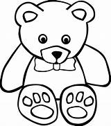 Line Simple Bear Teddy Coloring Clipart Designs sketch template