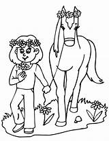 Bambina Cavallo Cheval Krone Caballo Stilizzato Fillette Dacolorare Chevaux Colorier Questo Ancenscp Coloringhome sketch template