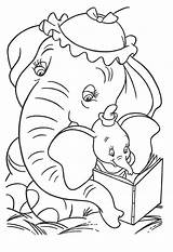 Dumbo Coloring Pages Disney Elephant Animal Walt sketch template