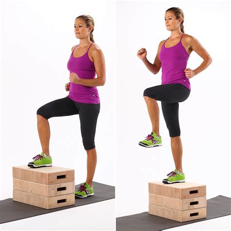 basic step  stair  dumbbell workout popsugar fitness photo