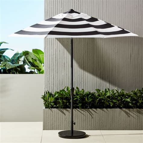 shadow round black and white stripe umbrella with base reviews cb2