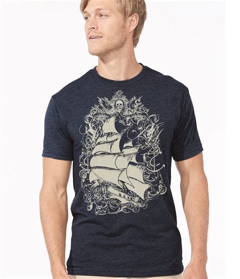 pirate ship tshirt tall ship t shirt dark indigo tri blend etsy