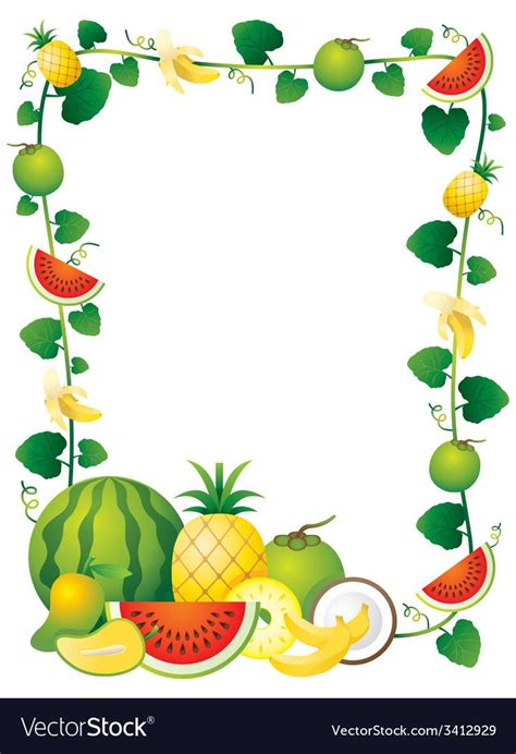 mixed fruits border frame royalty  vector image flower pattern