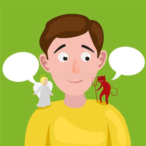 Man With Angel And Devil On His Shoulder Vector Stock