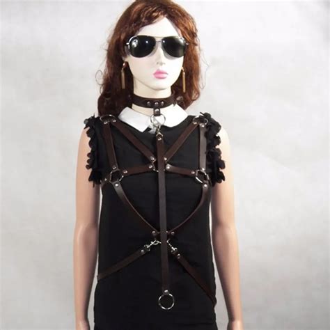 idealway fashion women harness new sexy punk handmade pu leather body