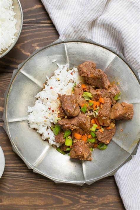 slow cooker or instant pot mongolian beef wholesomelicious