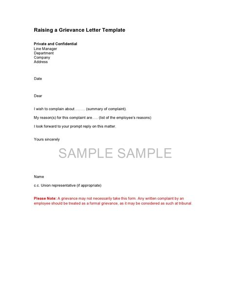 formal grievance letter templates examples