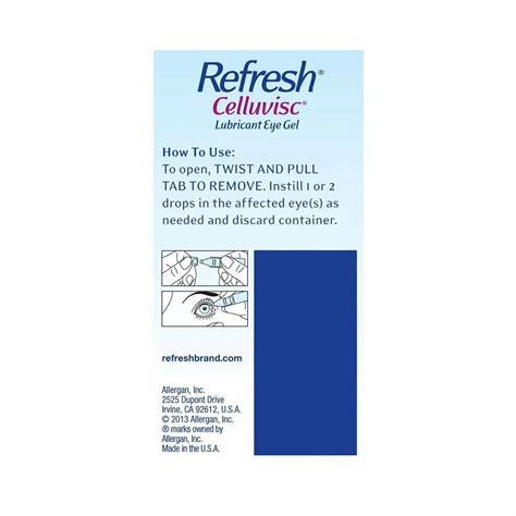 Refresh Celluvisc Lubricant Eye Gel Soothing Preservative Free Dry