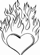 Heart Drawing Drawings Coloring Fire Pages Flames Hearts Flaming Easy Draw Skull Sheets Print Pencil Tattoos Sketches Skulls Tattoo Color sketch template