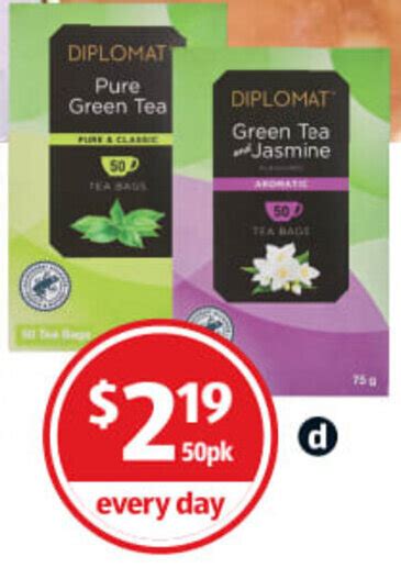 diplomat green tea bags pkg offer  aldi